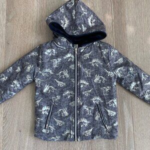 Boys Dinosaur Faux Fur Lined Rain Jacket Size 4T